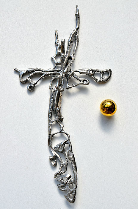 Welded Art Cross for Urn Grave, Welded Stainless Steel Artwork