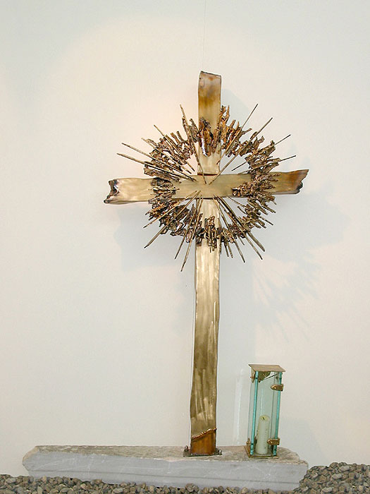 Brass cross with aureole