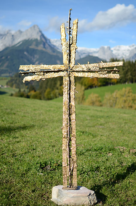 Welded Bronze Grave Cross, Modern Cross